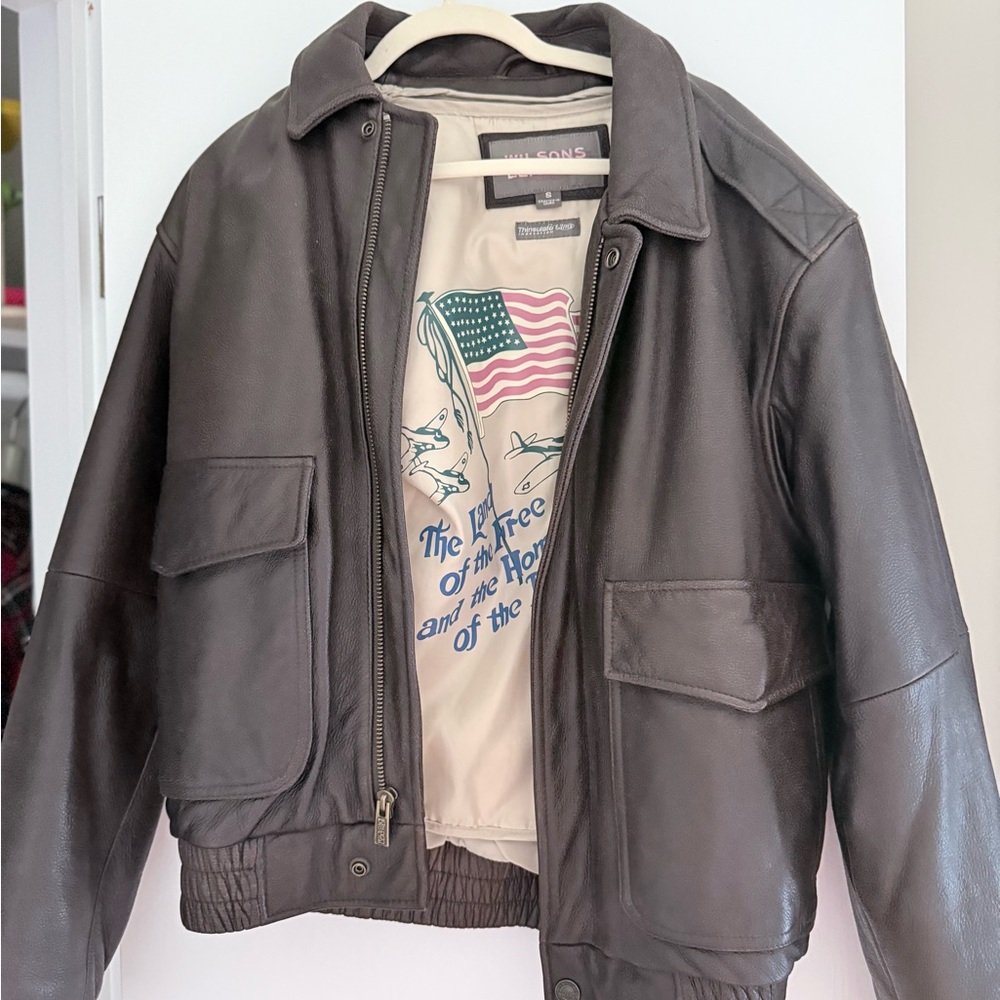 Vintage Wilsons Leather Bomber Jacket - Dark Brown